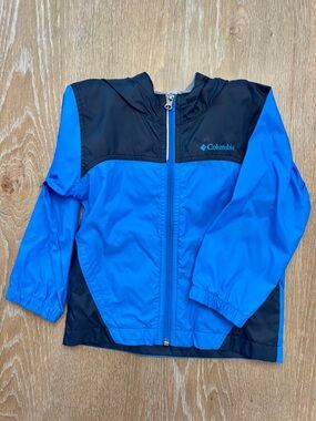 Columbia Bright Blue and Navy Kids' Hooded Rain Jacket